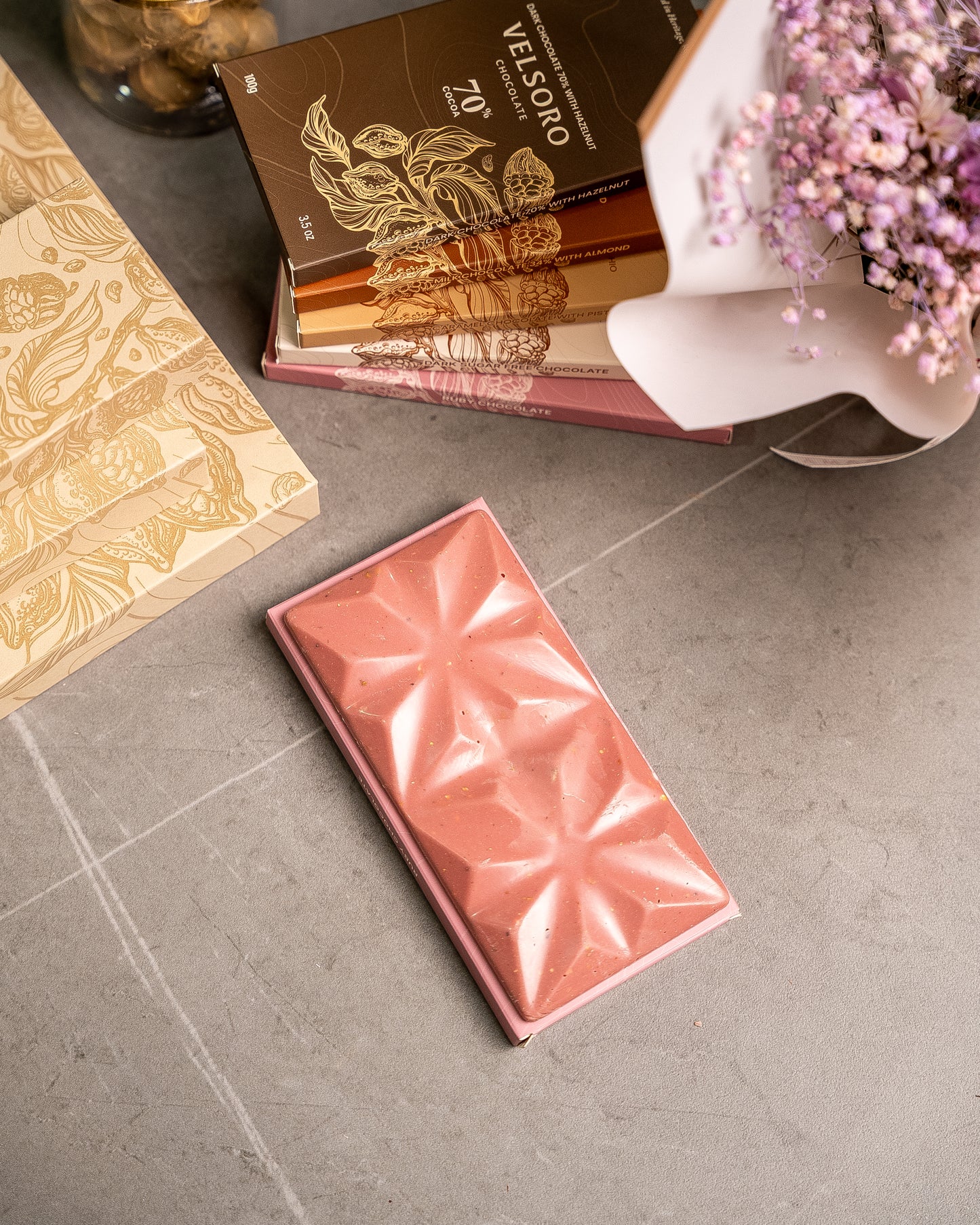 Ruby Chocolate with Roasted Crushed Pistachios