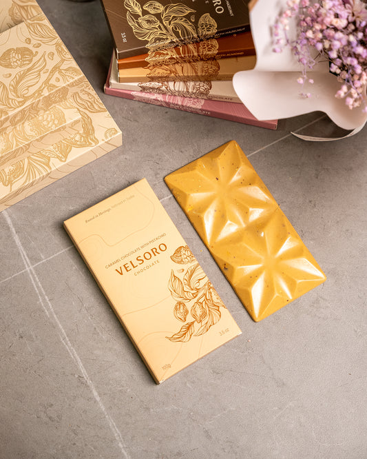 Caramel Chocolate with Roasted Crushed Pistachios