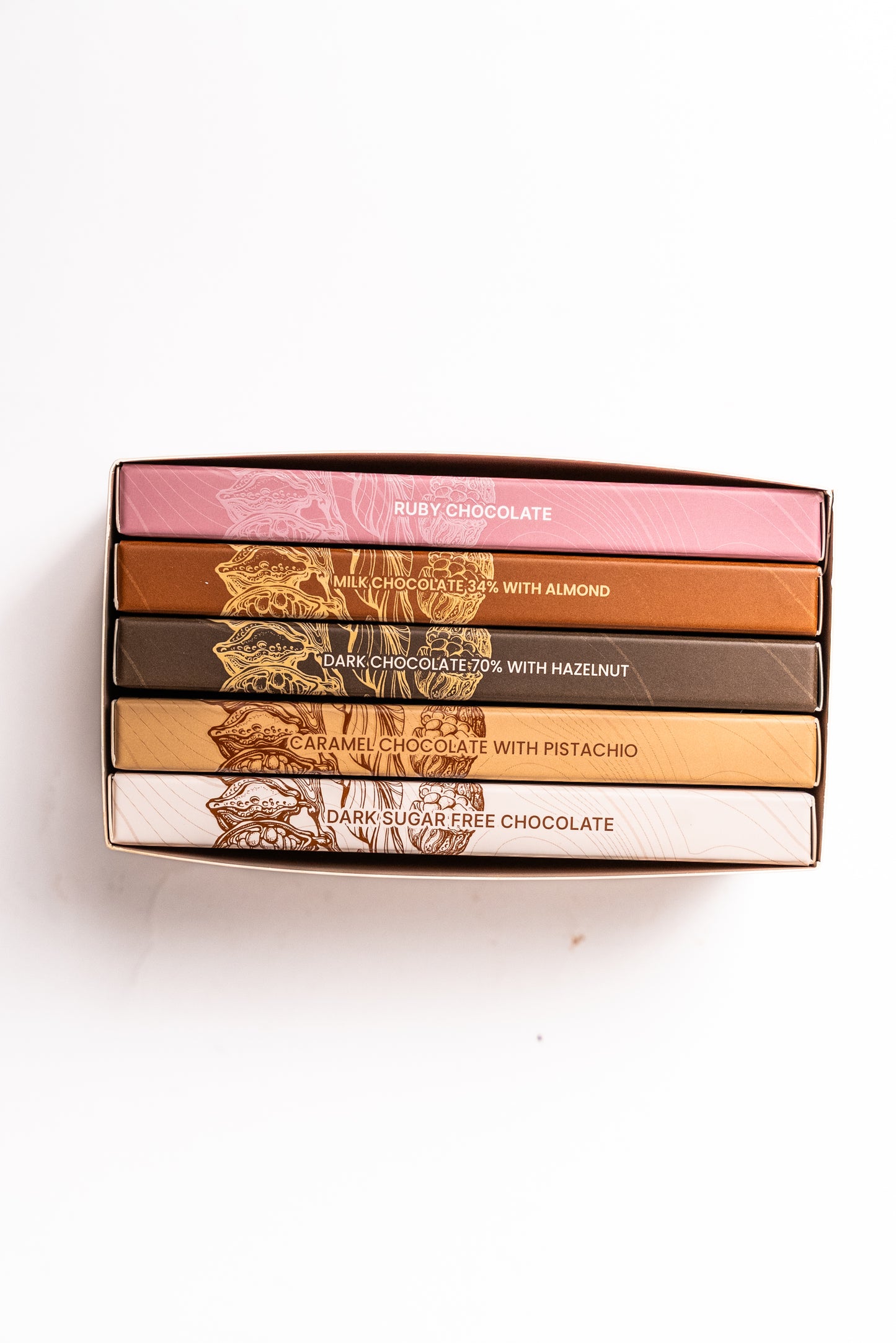 Box of 5 Artisanal Chocolate Bars – 56g Each