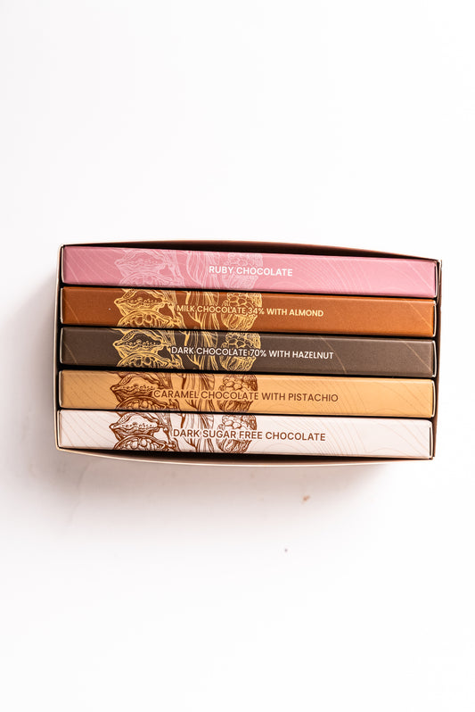 Box of 5 Artisanal Chocolate Bars – 56g Each