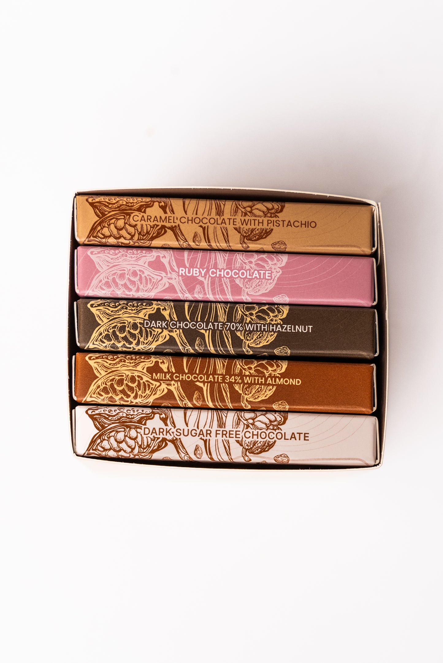 Box of 5 Artisanal Chocolate Bars – 40g Each