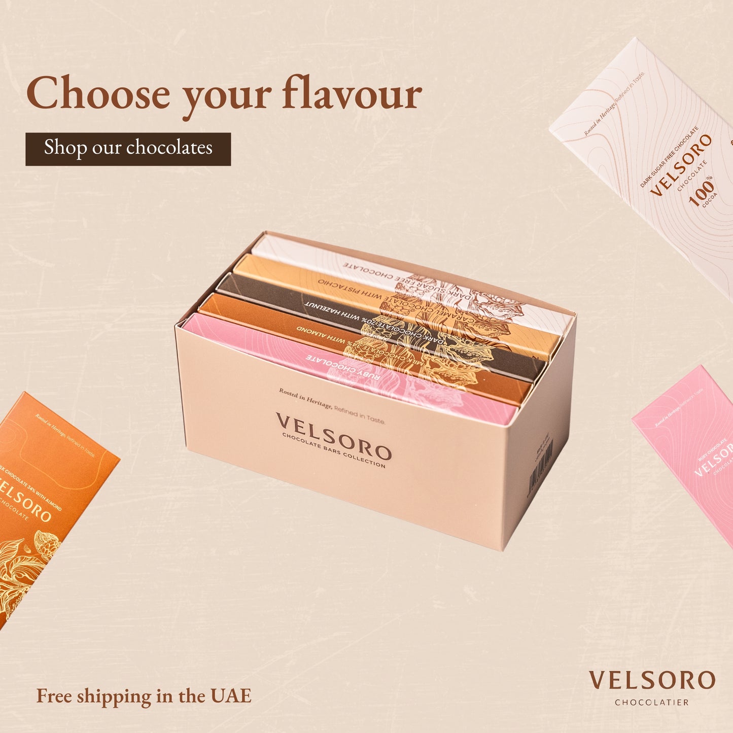 Box of 5 Artisanal Chocolate Bars – 100g Each