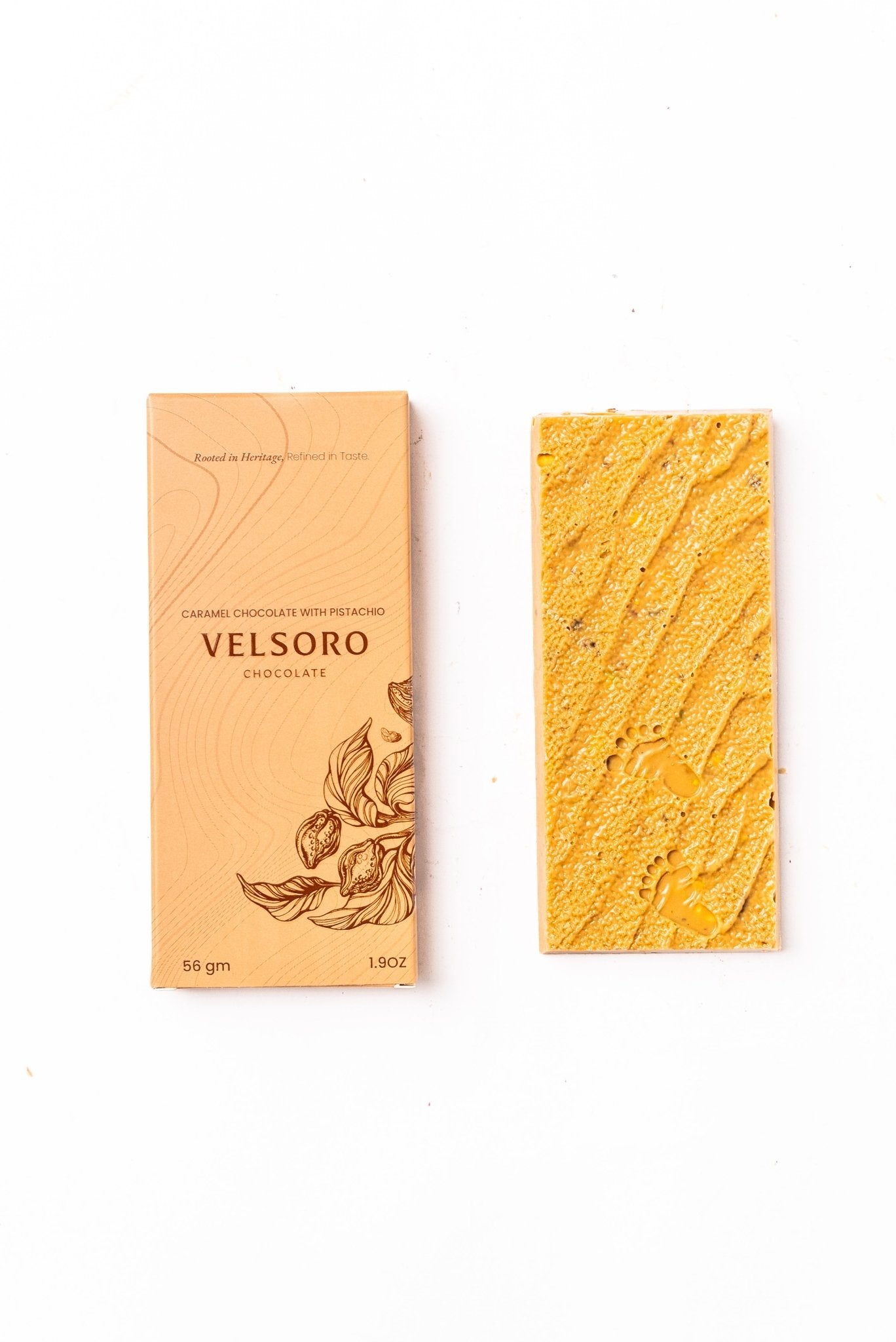 Caramel Pistachio Delight 56g - VELSORO CHOCOLATE
