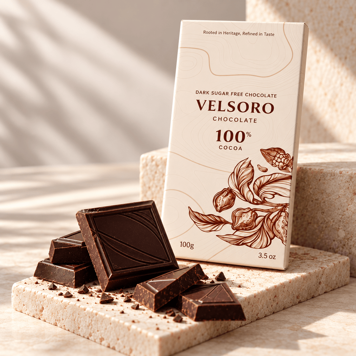 Ghana 100% Cocoa Dark Chocolate Bar - VELSORO CHOCOLATE