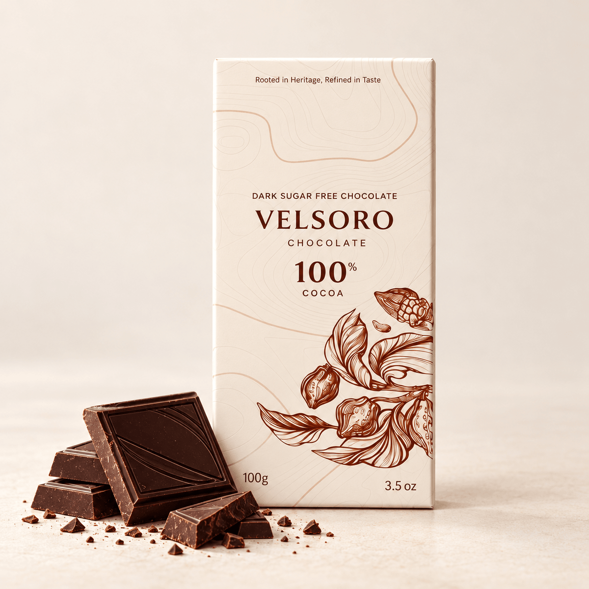 Ghana 100% Cocoa Dark Chocolate Bar - VELSORO CHOCOLATE