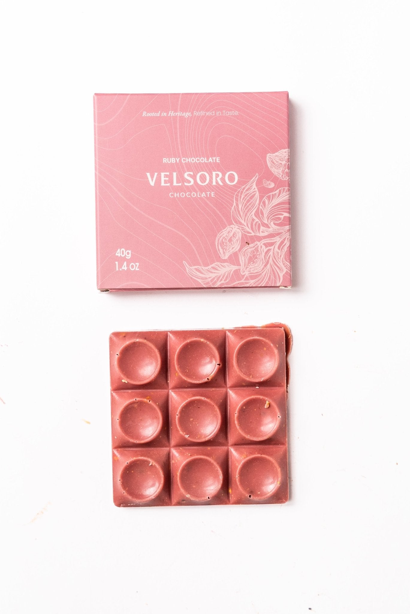 Ruby Chocolate Bar with Roasted Crushed Pistachios – 40g - VELSORO CHOCOLATE