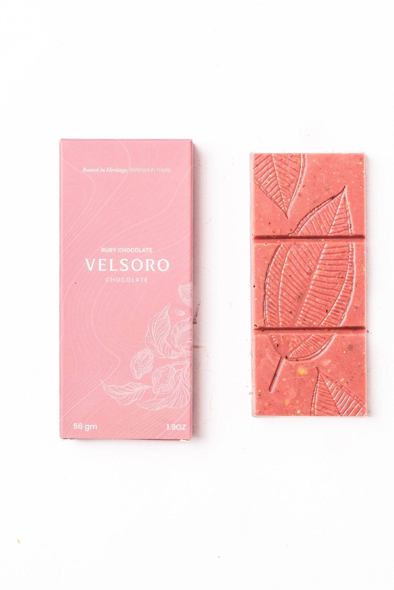 Ruby Chocolate Bar with Roasted Crushed Pistachios – 56g - VELSORO CHOCOLATE