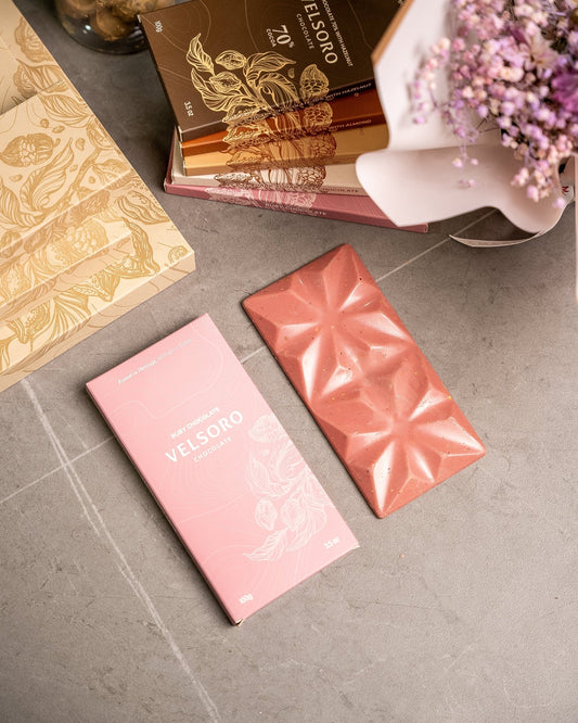 Ruby Chocolate with Roasted Crushed Pistachios - VELSORO CHOCOLATE