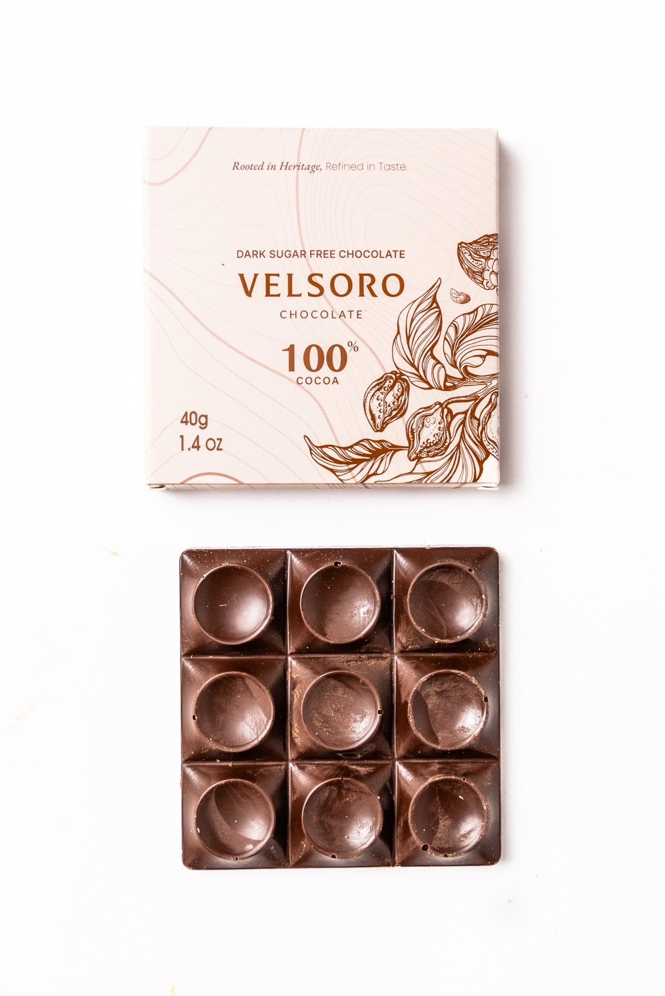 Sugar-Free Dark Chocolate Bar with Maltitol – 40g - VELSORO CHOCOLATE