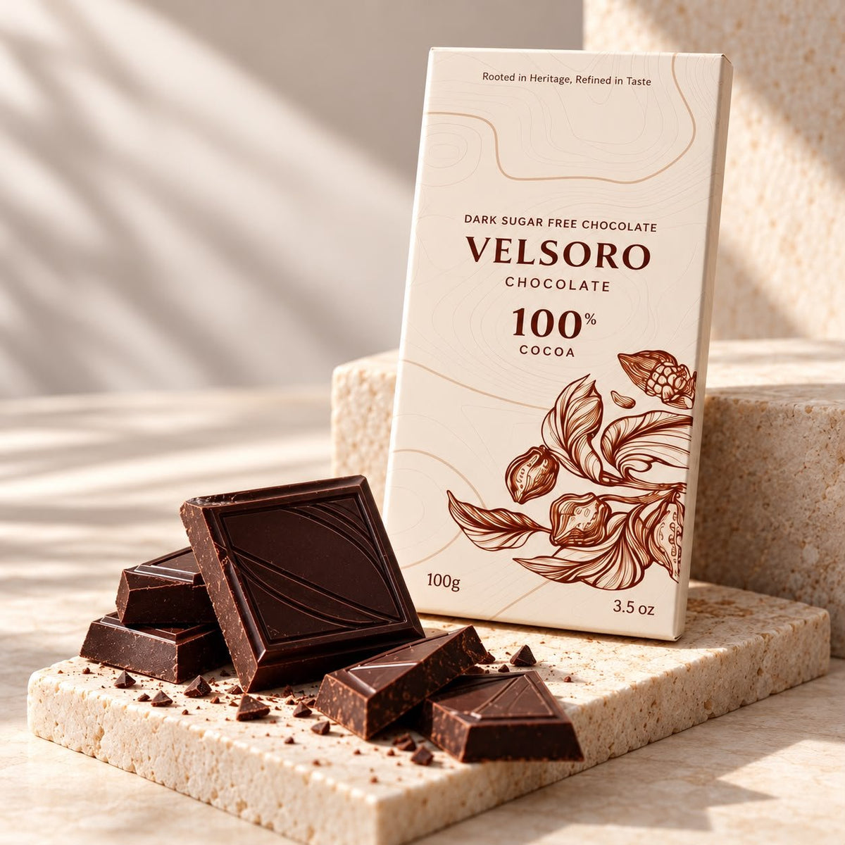 Sugar Free – 100% Ghana Cocoa Dark Chocolate Bar